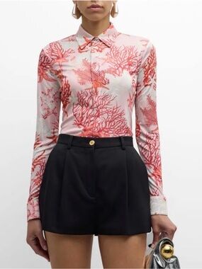 Versace Under The Sea Button-Front Shirt size 42/us size 6